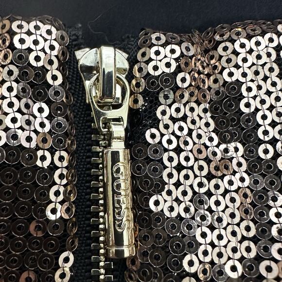 GUESS Women's Gold Grace Sequined Floral Mini Dress Size 6 New - Picture 3 of 12